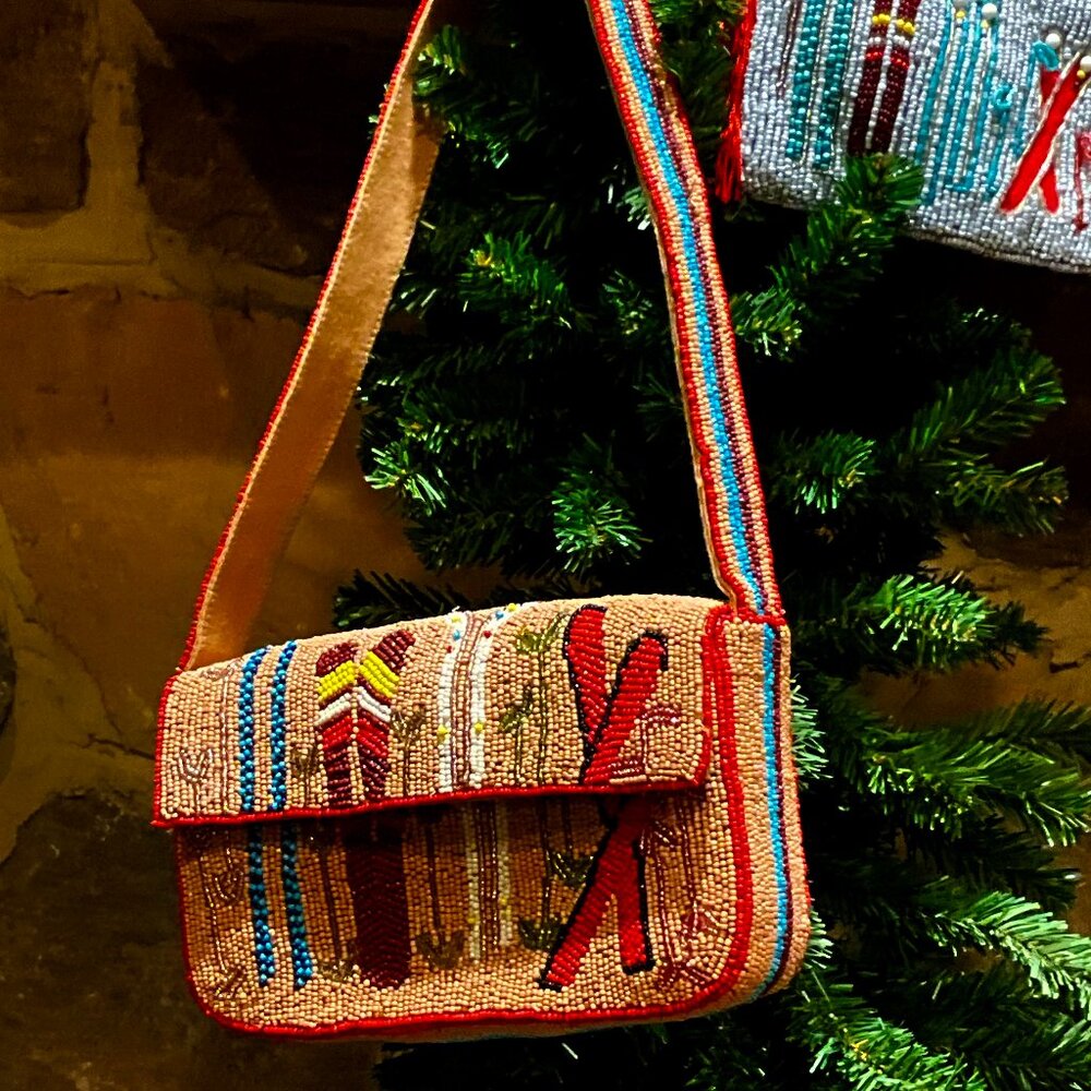 Anthropologie beaded ski purse